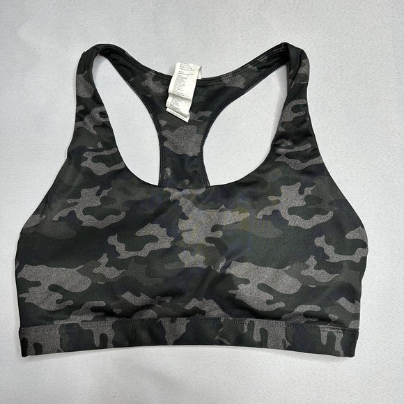 Fabletics Other - Fabletics Kessler Sports Bra Medium impact charcoal camo racerback strappy Small